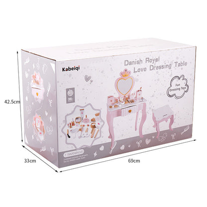 Kinmilo wooden princess vanity table pretend makeup set, image 54