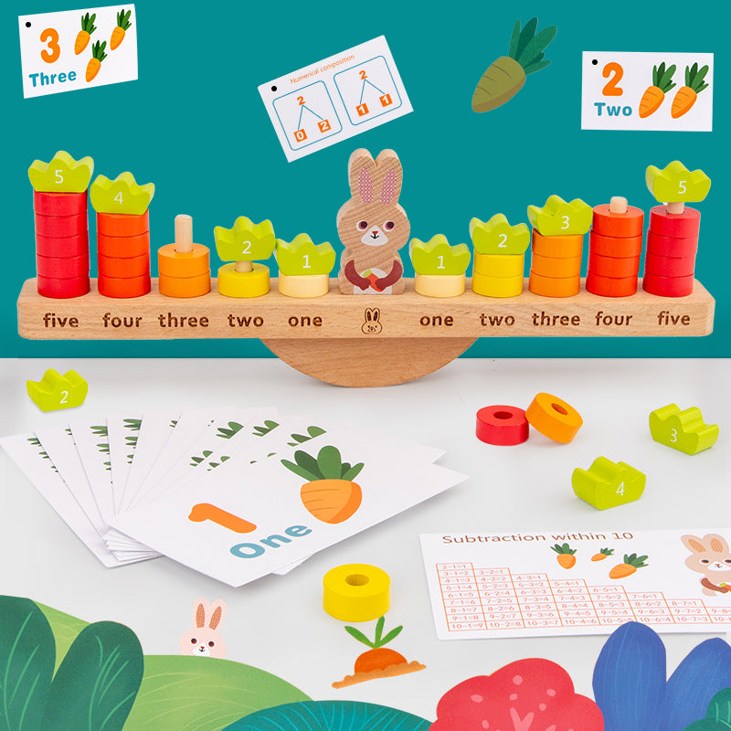 Rabbit balance counting and early maths wooden learning activity