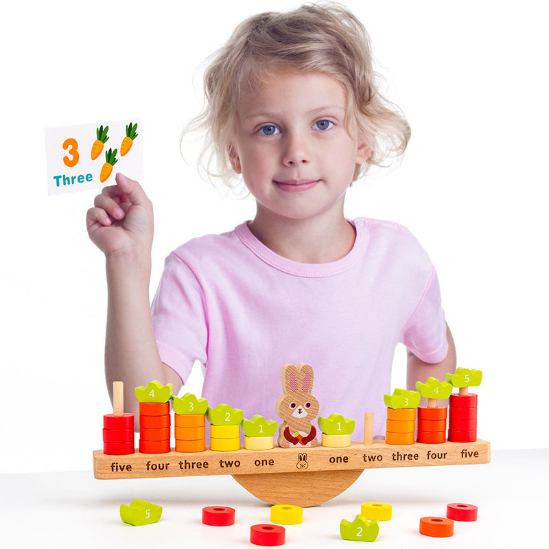 Rabbit balance counting and early maths wooden learning activity