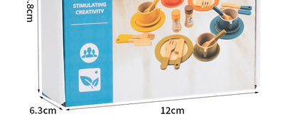 Kinmilo wooden pretend play kitchen dishes, cups, utensils and accessory details