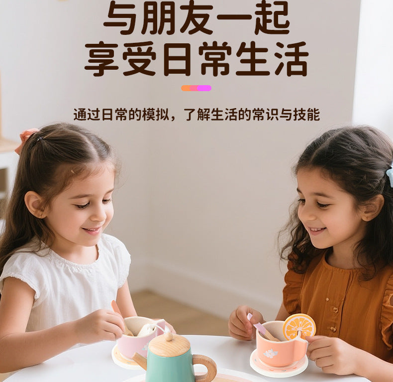 Kinmilo wooden pretend play kitchen dishes, cups, utensils and accessory details