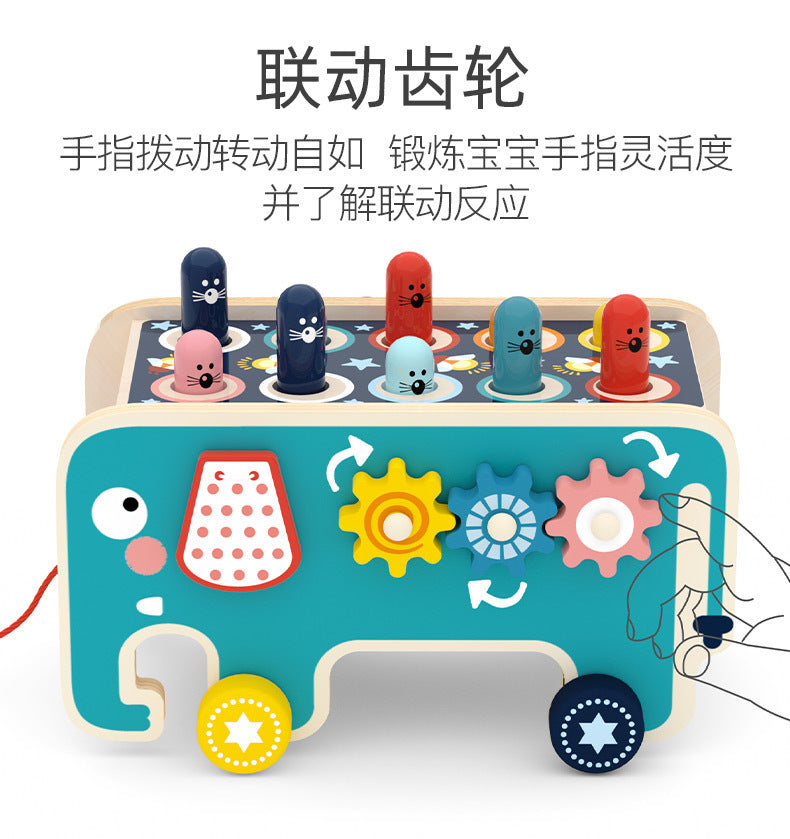 Elephant wooden xylophone activity gears and peg layout