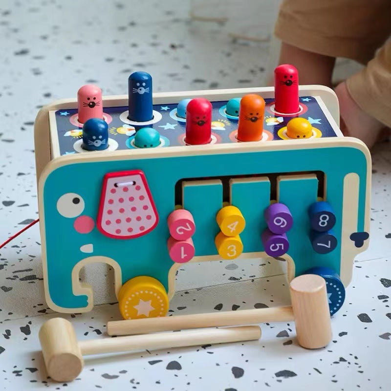 Blue elephant bus musical bars and pegs