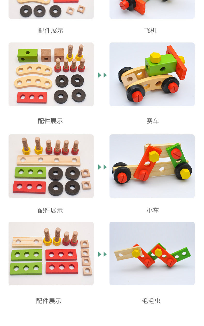 Multiple wooden vehicle building model illustrations