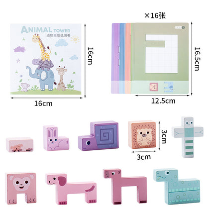 Kinmilo animal logic and spatial reasoning wooden puzzle activity card details
