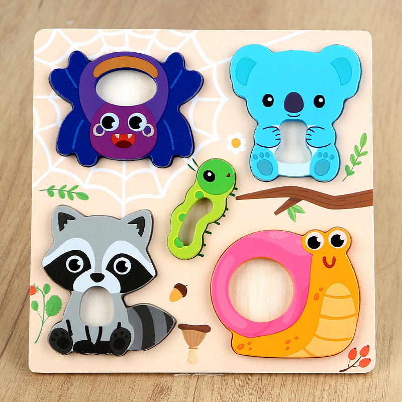Kinmilo wooden 3D animal and vehicle grip puzzle – photo 02