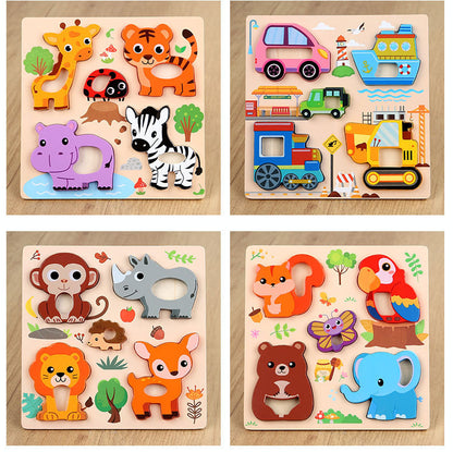 Kinmilo wooden 3D animal and vehicle grip puzzle – photo 06
