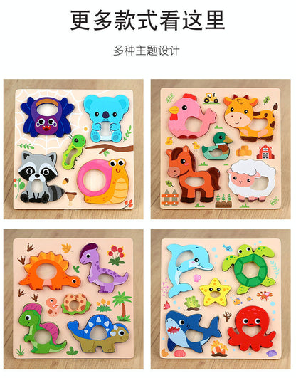 Kinmilo wooden 3D animal and vehicle grip puzzle – photo 08