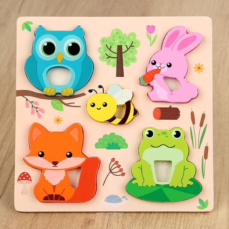 Kinmilo wooden 3D animal and vehicle grip puzzle – photo 09