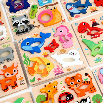 Kinmilo wooden 3D animal and vehicle grip puzzle – photo 10