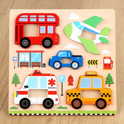 Kinmilo wooden 3D animal and vehicle grip puzzle – photo 12