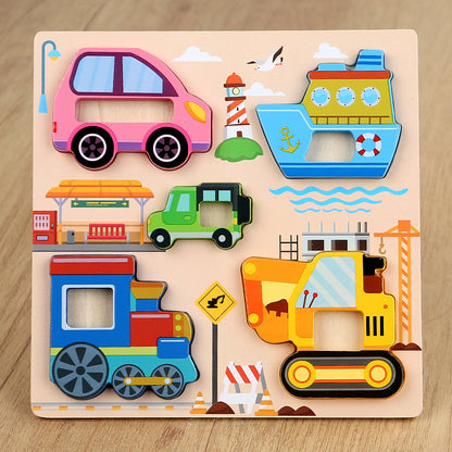 Kinmilo wooden 3D animal and vehicle grip puzzle – photo 15