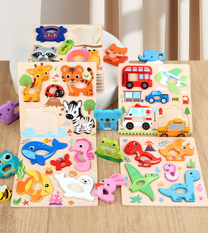 Kinmilo wooden 3D animal and vehicle grip puzzle – photo 18