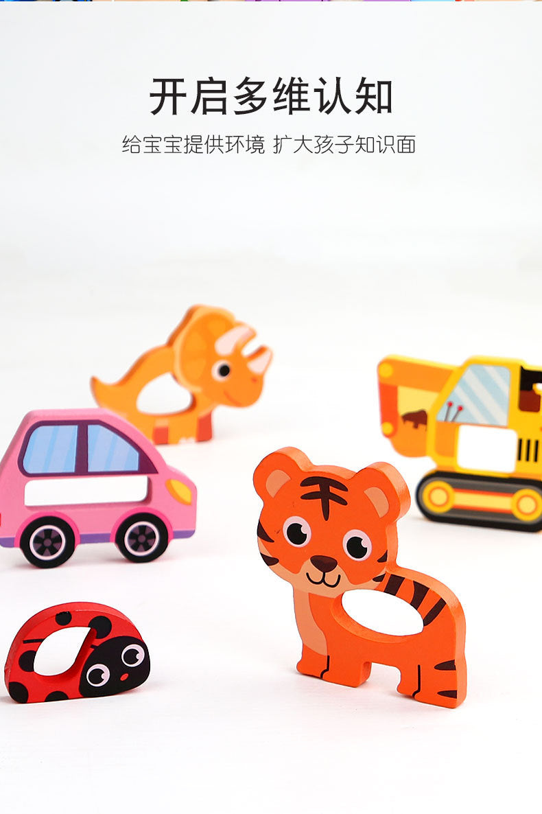 Kinmilo wooden 3D animal and vehicle grip puzzle – photo 21