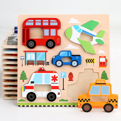 Kinmilo wooden 3D animal and vehicle grip puzzle – photo 25