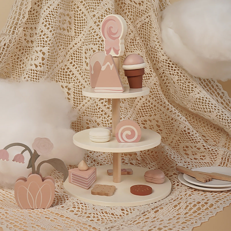Kinmilo wooden afternoon tea and dessert pretend play set – photo 03