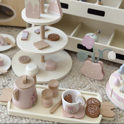 Kinmilo wooden afternoon tea and dessert pretend play set – photo 04