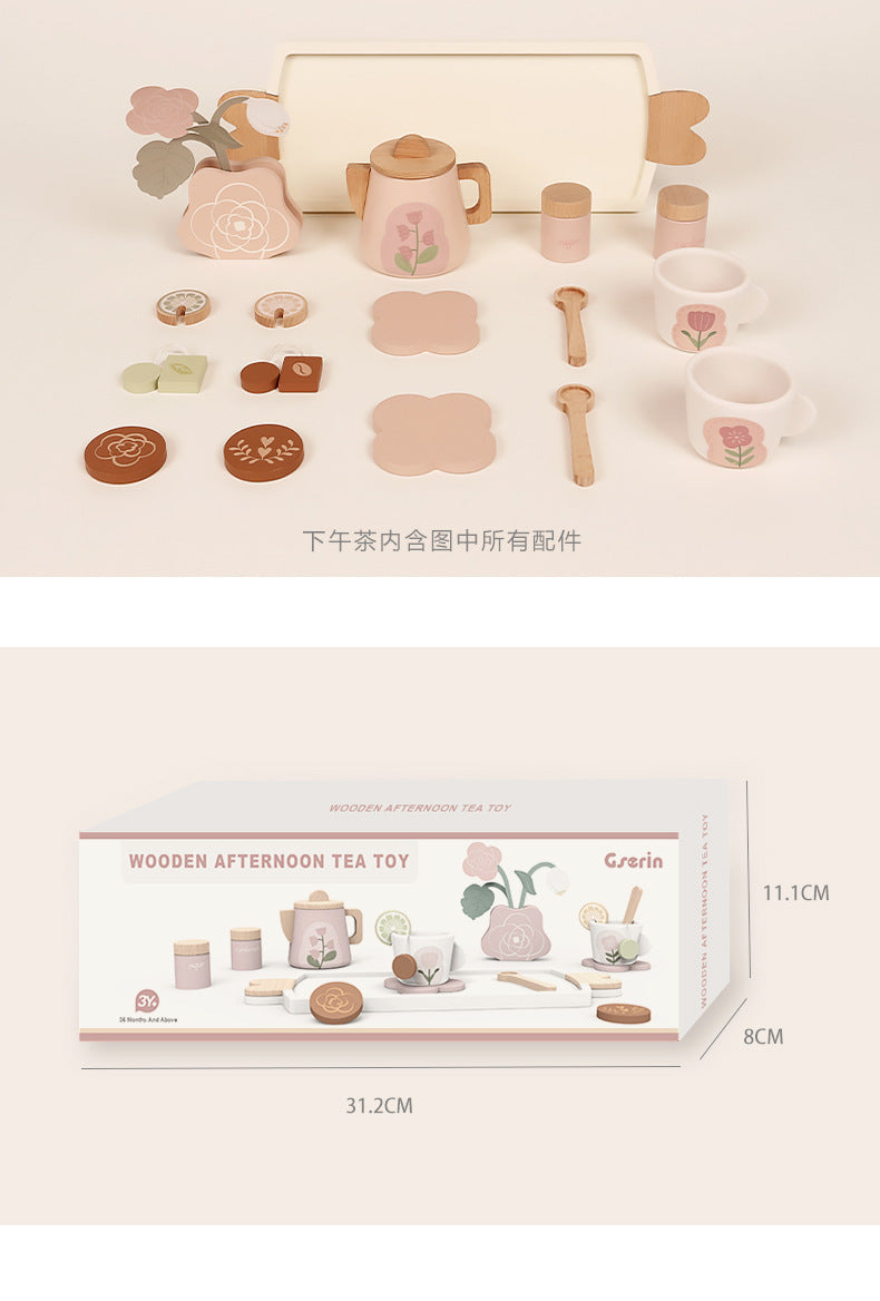 Kinmilo wooden afternoon tea and dessert pretend play set – photo 13