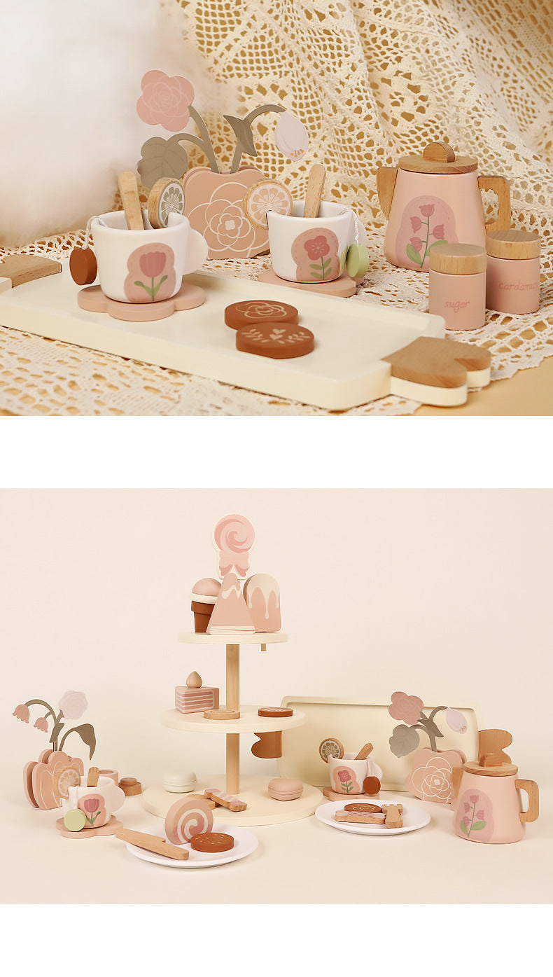 Kinmilo wooden afternoon tea and dessert pretend play set – photo 14