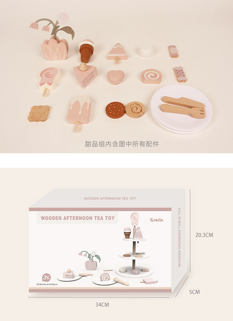 Kinmilo wooden afternoon tea and dessert pretend play set – photo 18