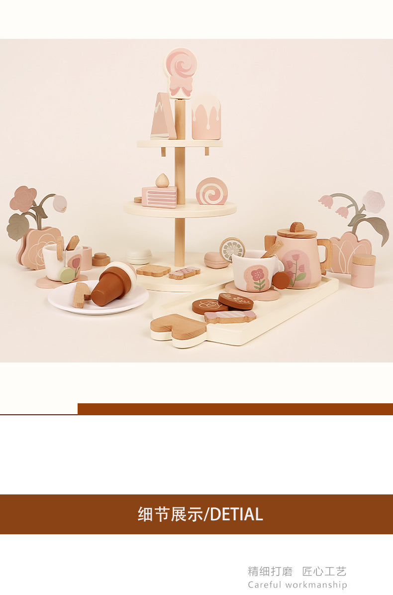 Kinmilo wooden afternoon tea and dessert pretend play set – photo 24