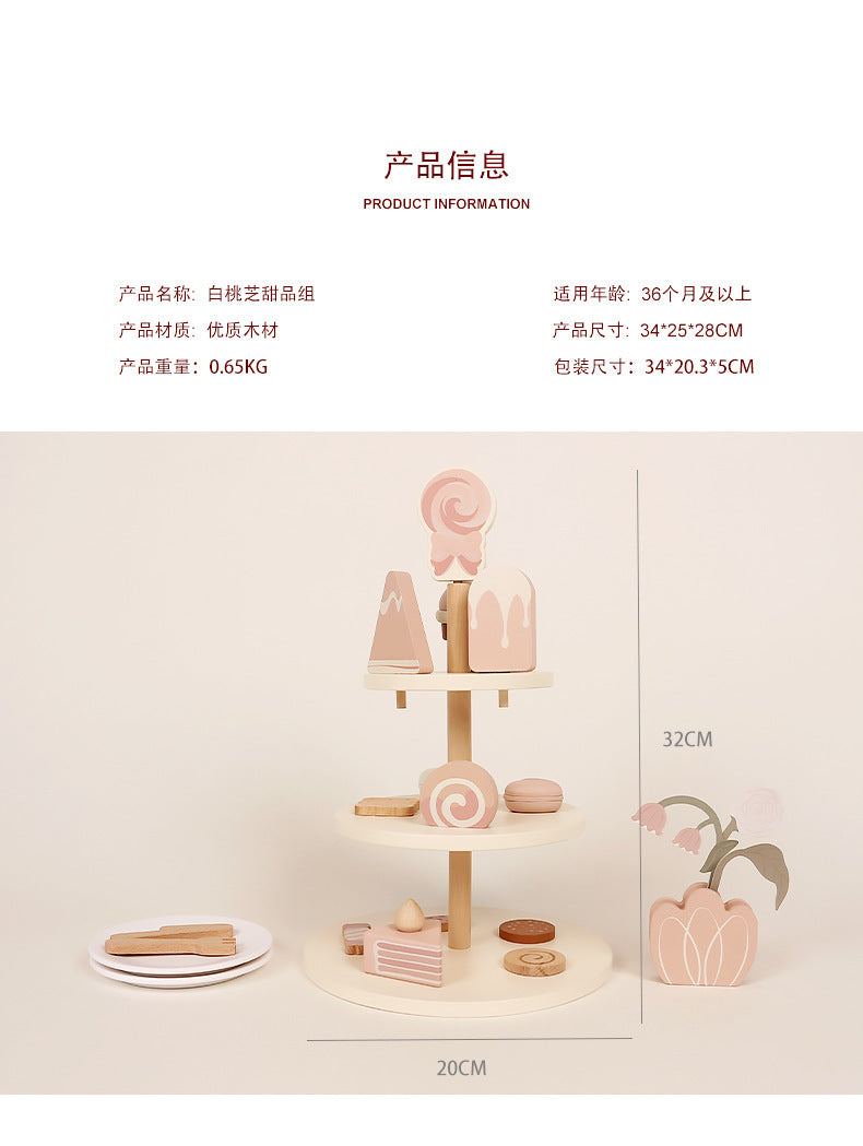 Kinmilo wooden afternoon tea and dessert pretend play set – photo 29
