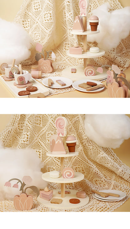 Kinmilo wooden afternoon tea and dessert pretend play set – photo 33
