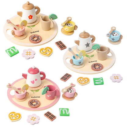 Wooden ice cream cart and pretend play afternoon tea educational toy
