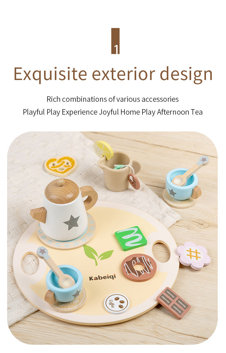Wooden ice cream cart and pretend play afternoon tea educational toy