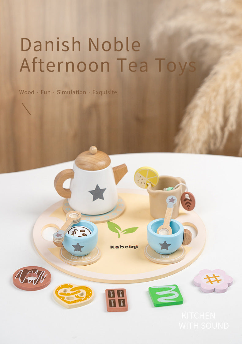Wooden ice cream cart and pretend play afternoon tea educational toy