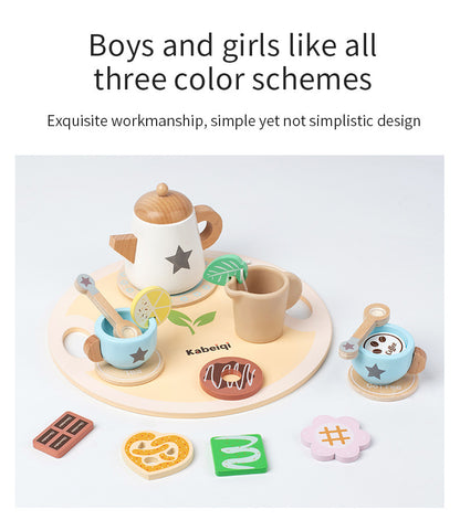 Wooden ice cream cart and pretend play afternoon tea educational toy