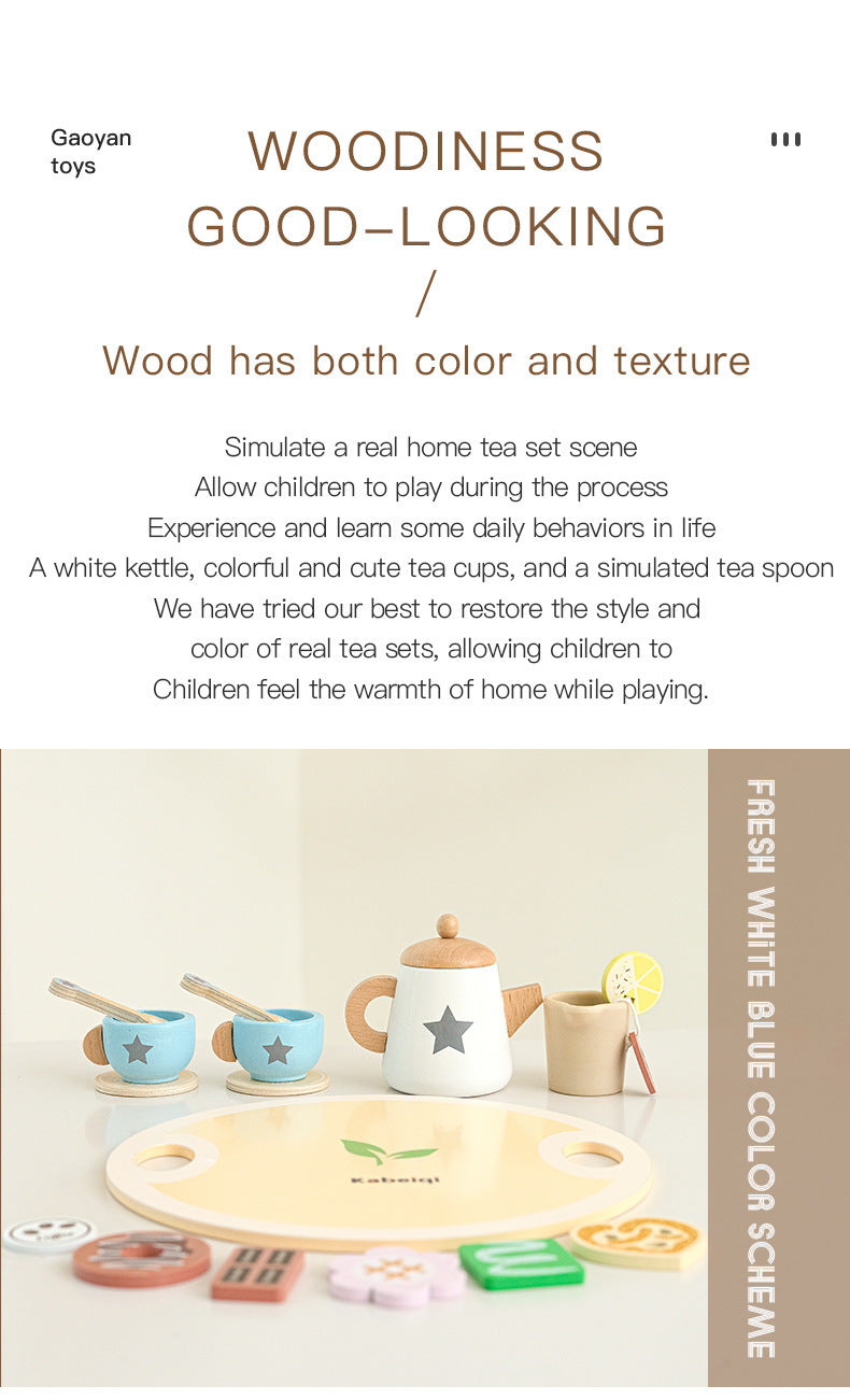 Wooden ice cream cart and pretend play afternoon tea educational toy