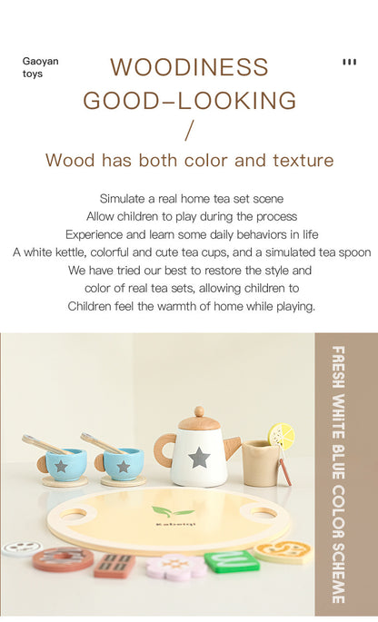Wooden ice cream cart and pretend play afternoon tea educational toy