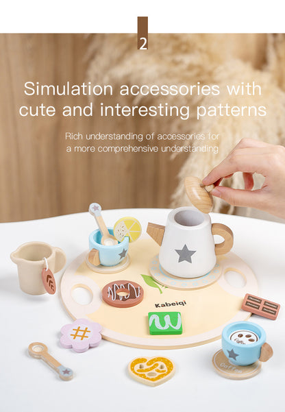 Wooden ice cream cart and pretend play afternoon tea educational toy