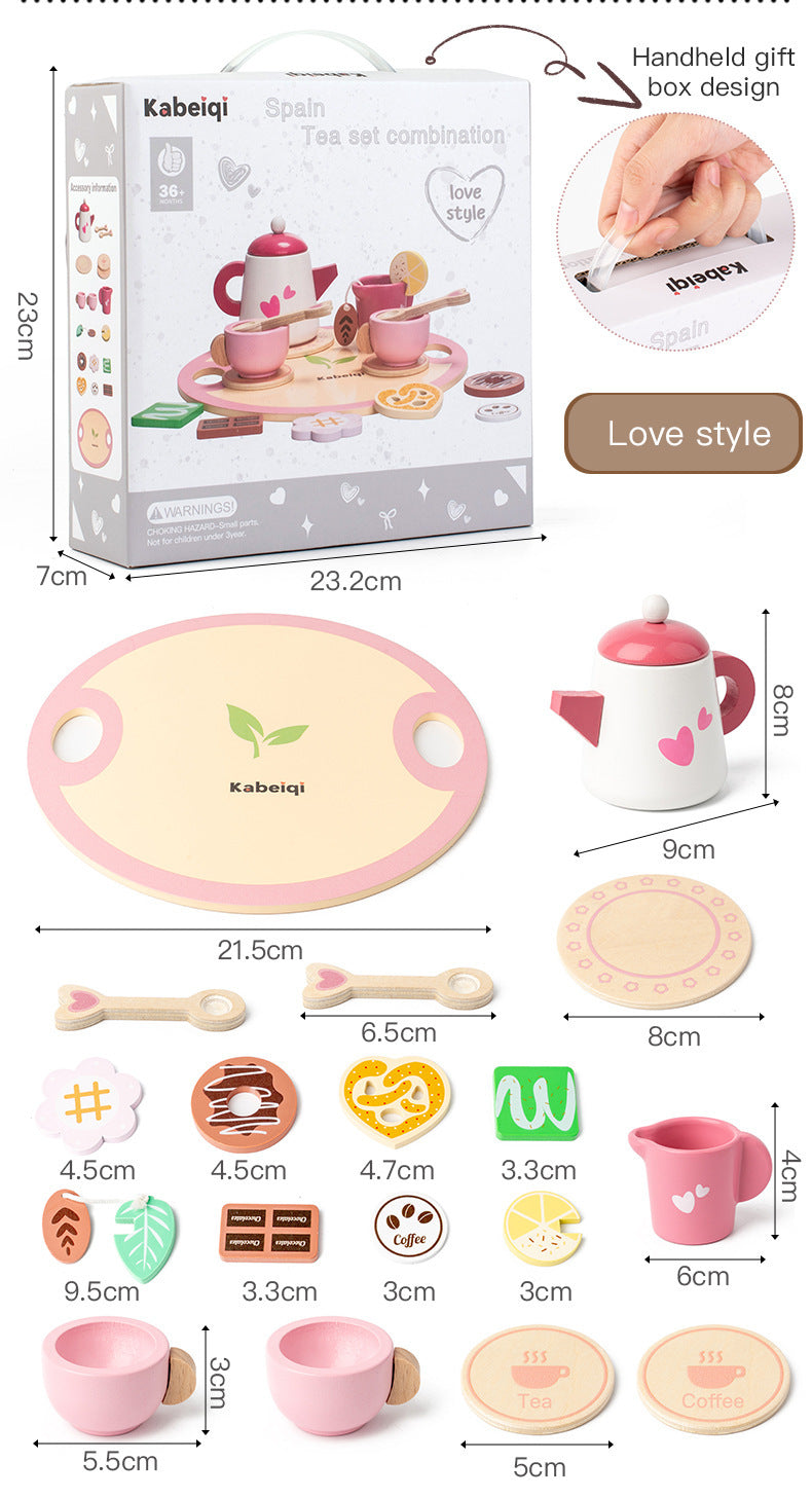 Wooden ice cream cart and pretend play afternoon tea educational toy