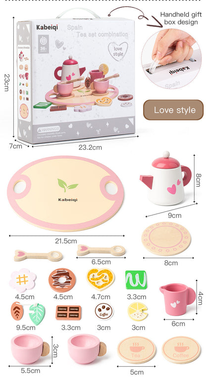 Wooden ice cream cart and pretend play afternoon tea educational toy