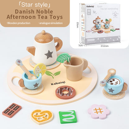 Wooden ice cream cart and pretend play afternoon tea educational toy