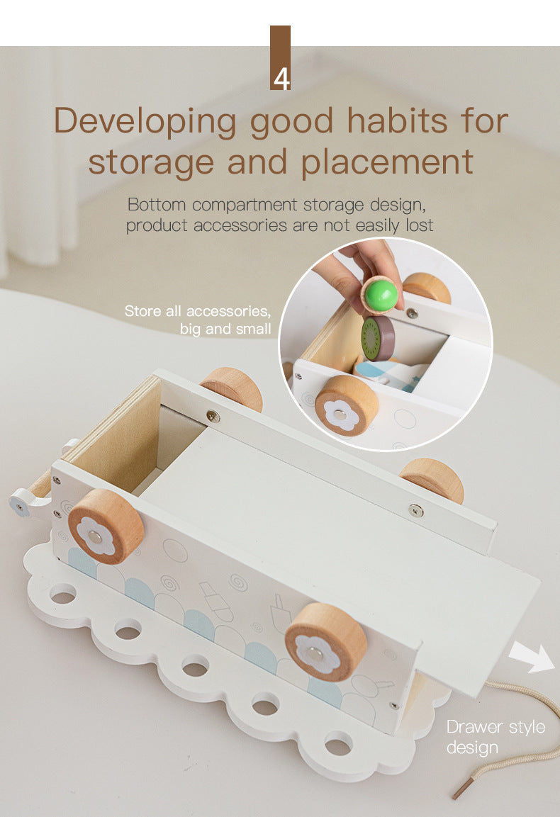 Kinmilo pretend play wooden ice cream cart and afternoon tea details