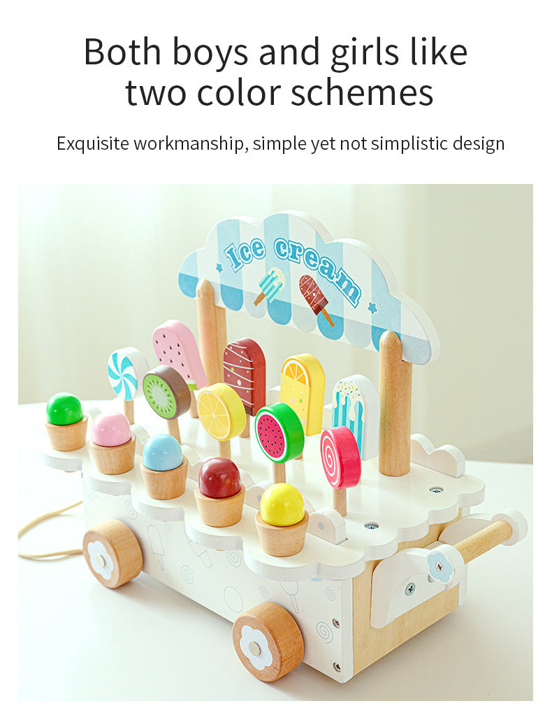Kinmilo pretend play wooden ice cream cart and afternoon tea details