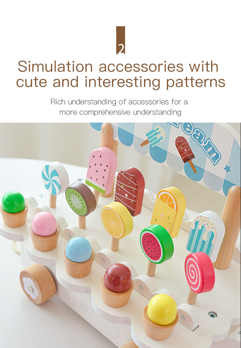 Kinmilo pretend play wooden ice cream cart and afternoon tea details