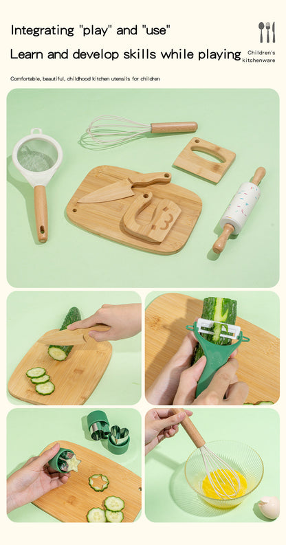 Children's Montessori practical life kitchen cooking tools and utensils
