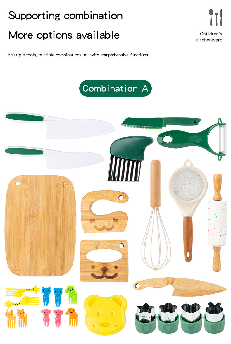 Kinmilo children's practical life cooking kit variations and dimensions