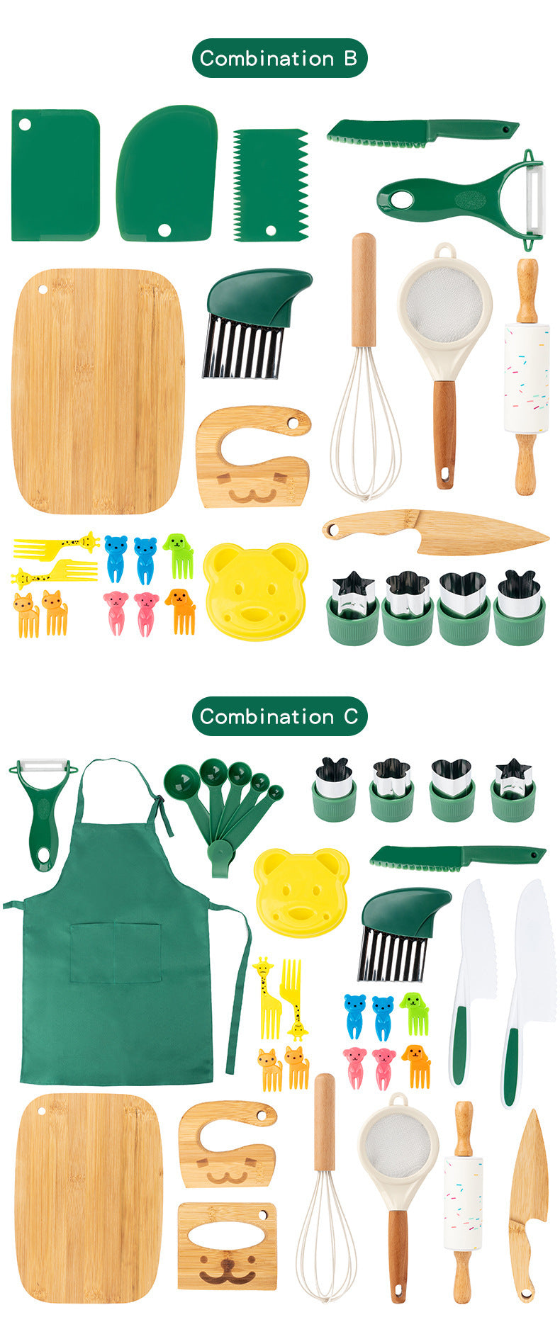 Kinmilo children's practical life cooking kit variations and dimensions
