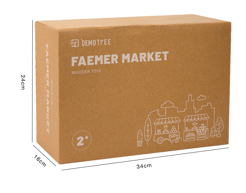 Kinmilo wooden farmers market stall grocery pretend play activity photo 2