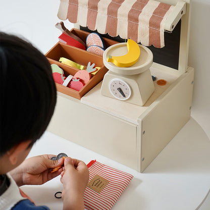 Kinmilo wooden farmers market stall grocery pretend play activity photo 3
