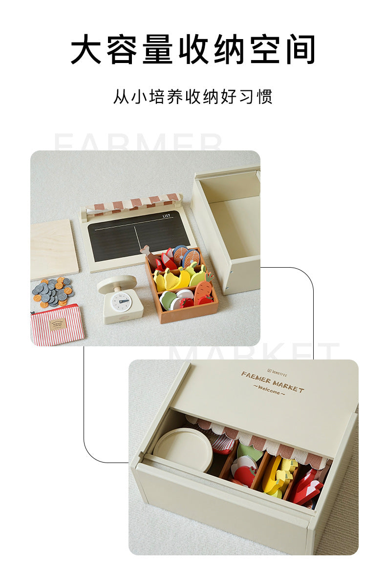 Kinmilo wooden farmers market stall grocery pretend play activity photo 5
