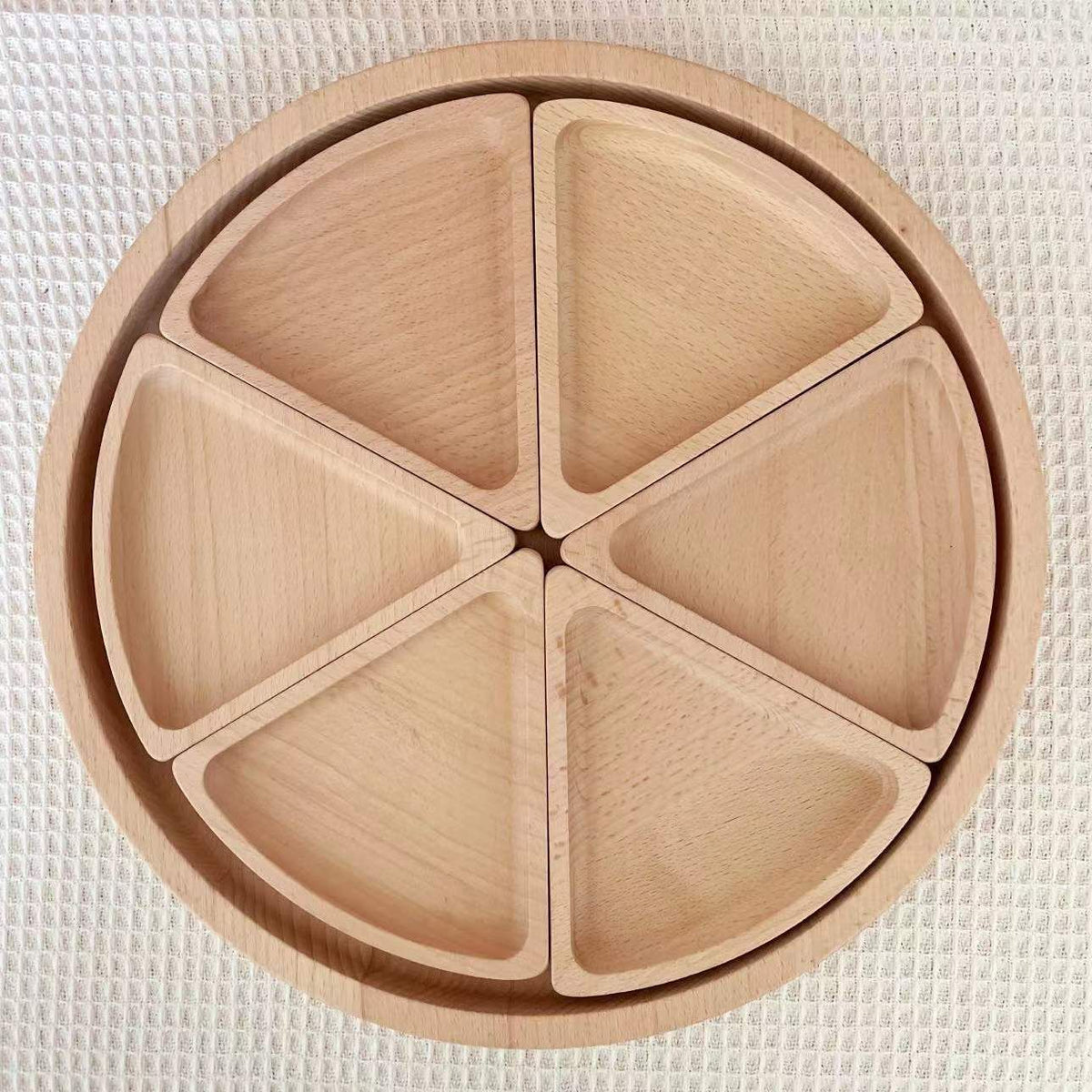 Wooden and metal sensory bin with sorting trays and component details