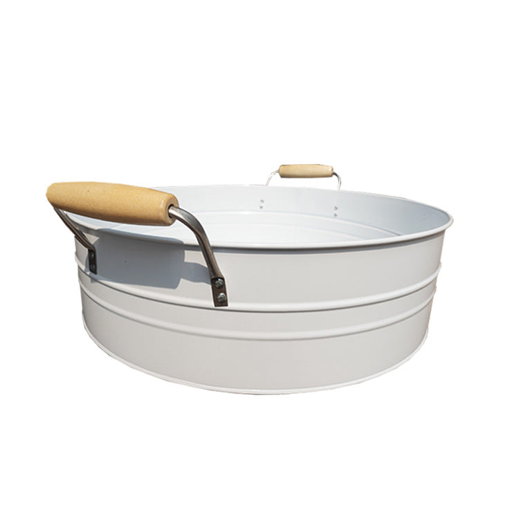 Wooden and metal sensory bin with sorting trays and component details