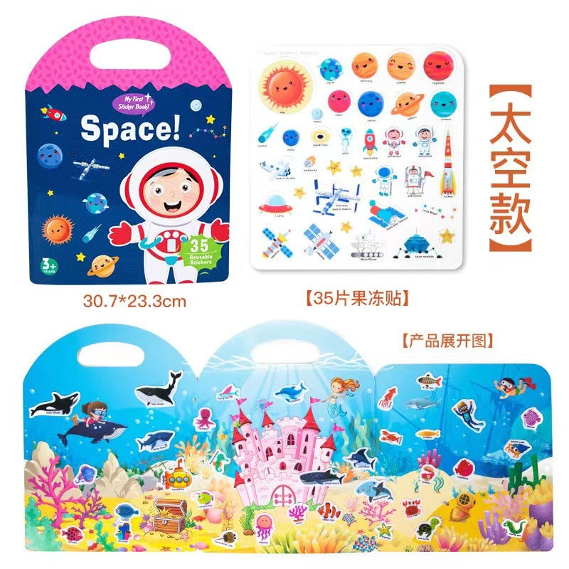 Kinmilo six-theme reusable jelly sticker quiet book scene and sticker matching activities