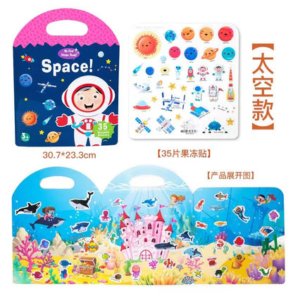 Kinmilo six-theme reusable jelly sticker quiet book scene and sticker matching activities
